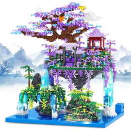 Moon Palace Pavilion Mini Blocs Avec 4574 Pièces, Blocs De Construction De Style Chinois Avec Éclairage Led, Décor Miniature Paysager Et Plantes Blocs Décoration, Cadeaux De Noël Pour Enfant