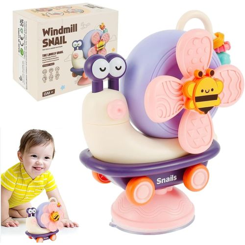 Jouet Spinner Bebe Ventouse 6-12 Mois, Jeux Montessori Sensoriel Bebe 1 An, Jouets D'éveil Hochet Bebe, Jeu Bain Bébé 7 8 9 10 11 Mois Enfants Cadeau Bebe Fille Et Garçon Anniversaire (Orange)