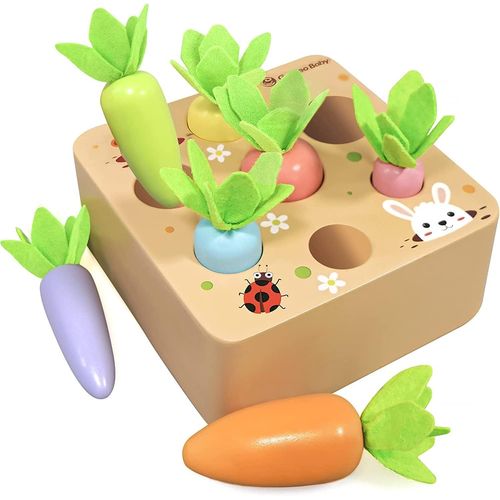 ChenQuanSarl-Carotte Jouet Bebe 1 An, Jouet Montessori 1 2 3 Ans, Cadeau Paques Noel Enfant, Jouet Fille Garçon En Bois Jouets D'Éveil D'Activité Et De Développement Jeu Éducatif (Coloré)