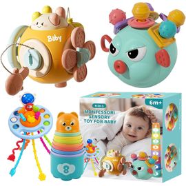 Tdrfl-Baby Toys À Partir De 6 Mois,Jouets Pour Bébés Montessori,Hochet Bébé,Jouets Pour Bébés,Blocs,Jouets Sensoriels Pour Les Tout-Petits De 1 À 3 Ans