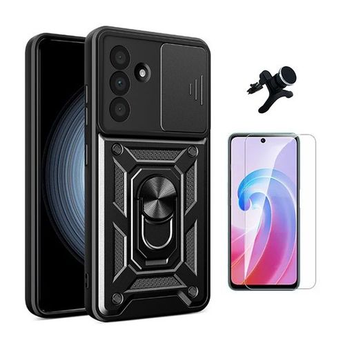 Kit En Verre Trempé Clearglass + Couvercle De Fenêtre Coulissant Magnétique Militaire Defender + Support De Voiture Magnétique Renforcé Phonecare Pour Samsung Galaxy A56 - Noir