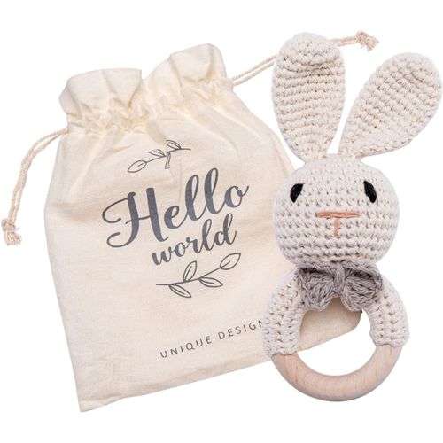 Tdrfl-Jouet Hochet Bébé Avec Malette Hochet En Bois Hochet De Dentition Montessori Toys Bébé Jouet De Dentition Anneau Dentition Bébé Pour 3 6 9 Mois Naissance Garçon Fille(Lapin)