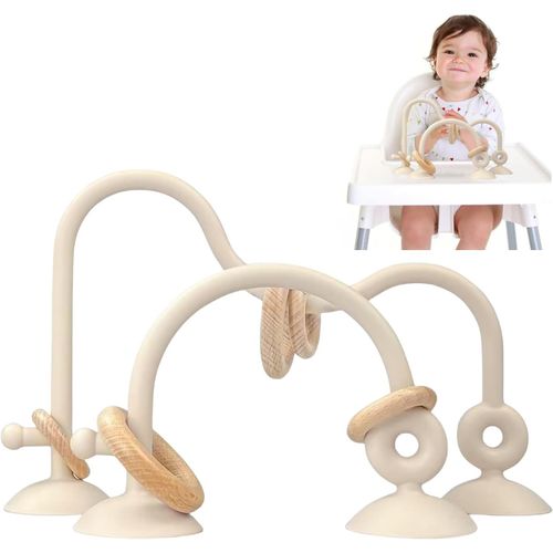 TDRFL-Jouet Ventouse Chaise Haute Bebe,Baby Jouets Montessori,Jouet Silicone Ventouse,Jouets D'Éveil Pour Bébé,Jouet Bain Bébé,Cadeau Enfant Fille Et Garçon Pour Bébé,Beige