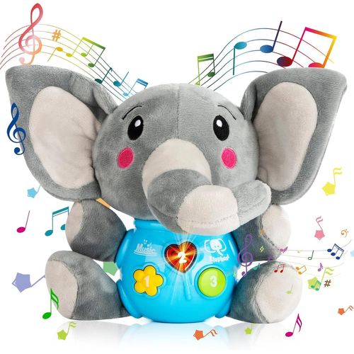 Jouets Musicaux Peluche Elephant Bebe 6 12 Mois,Nouveau-Né Musicale Jeux Eveil D'activité Développement Éducatif Cadeau Paques Enfant Fille Garcon 1 2 3 Ans