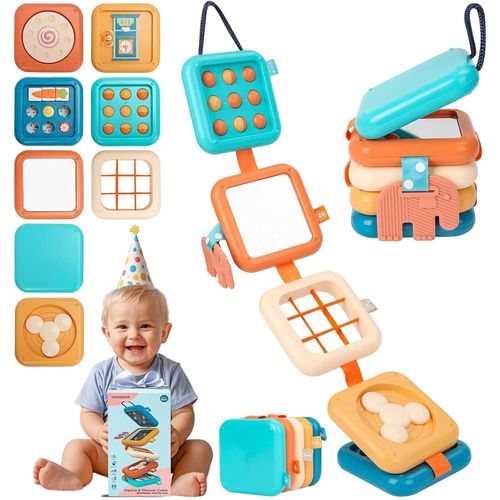 KAL-Bébé Busy Board 8 En 1 Jouets Montessori 1 Ans+, Jouet Éducatif D'Activité Et De Développement Bambins, Motricité Activity Cube, Voyage En Avion Pour Enfants, Cadeau Garçon Fille Tout-Petits