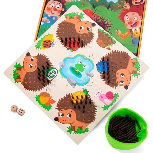 TDRFL-Jouet Enfant Montessori Jouet Éducatif En Bois Forme De Hérisson Motricité Fine Avec Dés Apprendre À Compter Jouet De Motricité Pour Enfant À Partir
