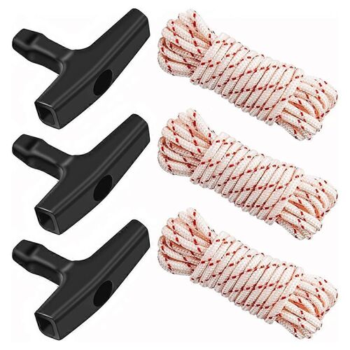 Lot de 3 cordes de traction de 3,5 mm (10 pi) avec poignée de démarrage, cordes tressées à haute résistance à la traction