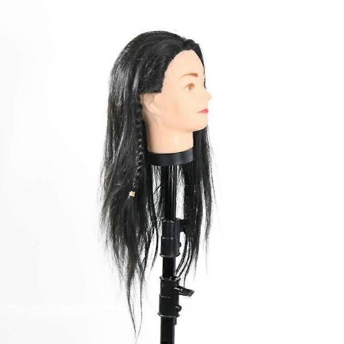 40cm Mannequin Tête Cheveux Longs Cheveux Noirs Perruques Coiffure Formation Pratique Coiffure Poupées Manikin Perruque D