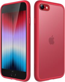 Coque Mat pour iPhone SE 3/2 (2022/2020), iPhone 8/7, 4.7 Pouces, Protection Antichoc Qualité Militaire, Étui Housse Arrière Translucide Givrée, Anti-Empreintes Digitales (Rouge)