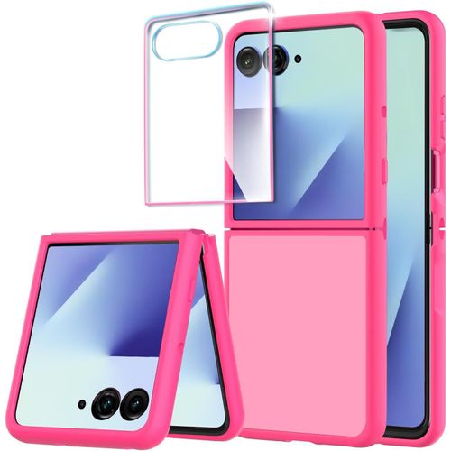 NSIECD-Coque pour Samsung Z Flip 7 Étui,Galaxy Z Flip 7 5G Housse [avec Verre Trempé] de Protection intégrale Slim Case Antichoc Silicone Coque pour Samsung Galaxy Z Flip 7 2023,Hot Pink
