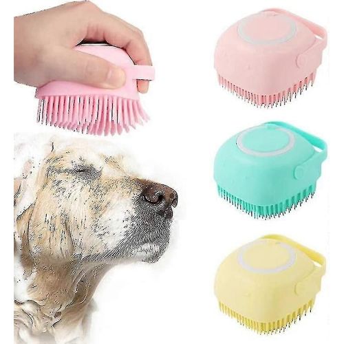(Couleur 2) Brosse Douce 2 En 1 Pour Animaux De Compagnie, Brosse De Massage En Silicone Pour Le Bain Et Le Toilettage Des Chiens (+ Rose) (4-D-1) X