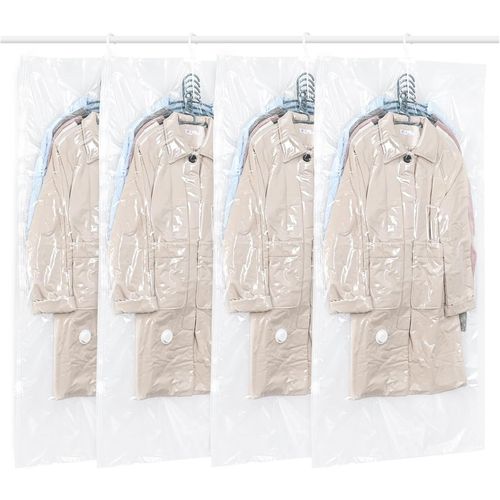 TIANYI-Lot de 4 sacs de Rangement sous Vide Suspendre pour vêtements,Transparents et réutilisables Housse sous vide pour vetement,pour costumes,costumes, robes, manteaux ou vestes,145 x 70 cm de long