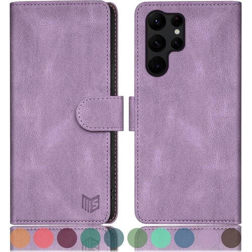 SJZG-Etui Coque Pour Samsung Galaxy S23 Ultra[Rfid Blocage] [Magnétique Protection] Fentes Pour Cartes Protection Etui Housse Premium En Cuir Pu Pour Samsung S23Ultra Etui Portefeuille Lilas Violet