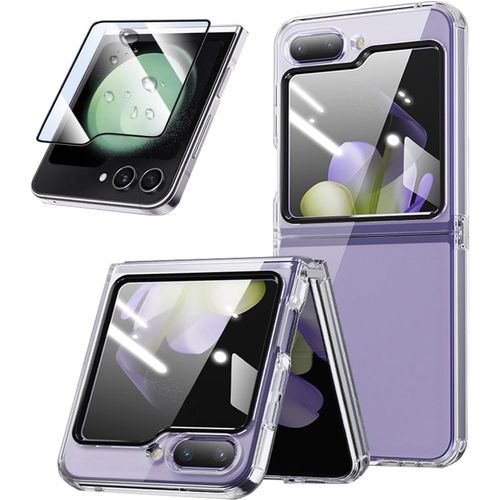 TRAHOO-Coque pour Samsung Galaxy Z Flip 5 avec Protecteur D'écran, Ultra-Mince Transparente Etui de Protection en TPU Antichoc Housse pour Samsung Z Flip 5 5G