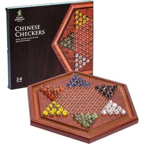 Jeu De Dames Chinoises Halma En Bois-34,5 Centimètres-Avec Billes De Verre Colorées (16 Millimmètres)
