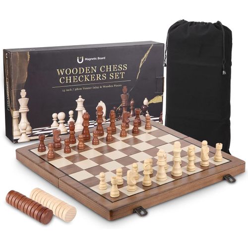 Jeu D'échecs,Echiquier Magnetique,Echec Magnétique En Echec Deluxe,Pliable Echecs Magnétique Coffret Éducatif,2 En 1 Échiquier,Jeu De Pièces D'échecs,Jeux De Voyage Pour Adultes
