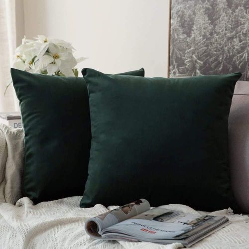 Cauc-Lot De 2 Housses De Coussins De Noël En Velours Décoratif Canapé Taie D'oreiller Super Lisse Doux Confortable Decoration Maison Salon Chambre Pour Canapé 40x40cm Vert Foncé