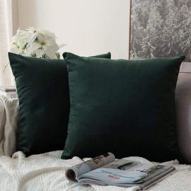 Kjakl-Lot De 2 Housses De Coussins De Noël En Velours Décoratif Canapé Taie D'oreiller Super Lisse Doux Confortable Decoration Maison Salon Chambre Pour Canapé 55x55cm Vert Foncé