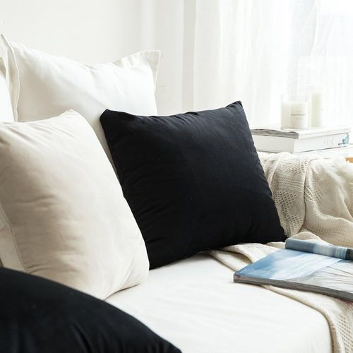 Cauc-Housse De Coussin En Velours Décoratif Canapé Outgeek Home Decor Taie D'oreiller Super Doux Decoration Maison Salon Chambre Pour Canapé Clic Clac 55 X55 Cm 22""X22"",1 Pièce Noir