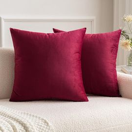 Kjakl-Lot De 2 Housses De Coussins De Noël En Velours Décoratif Canapé Taie D'oreiller Super Lisse Doux Confortable Decoration Maison Salon Chambre Pour Canapé 40x40cm Bordeaux