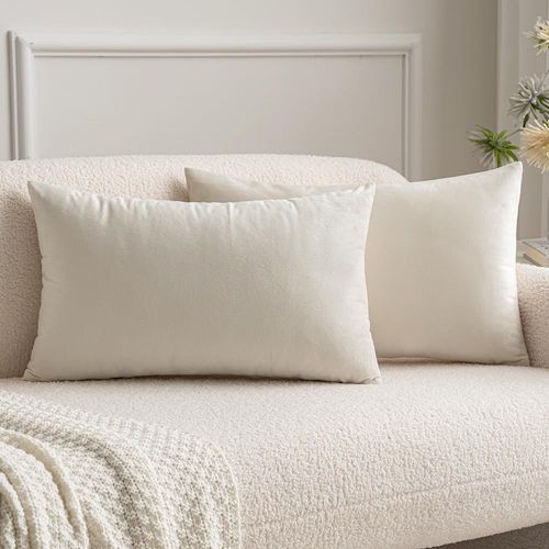 Cauc-Lot De 2 Housses De Coussins De Noël En Velours Décoratif Canapé Taie D'oreiller Super Lisse Doux Decoration Maison Salon Chambre Pour Canapé 2 Pièces 30x50cm Beige