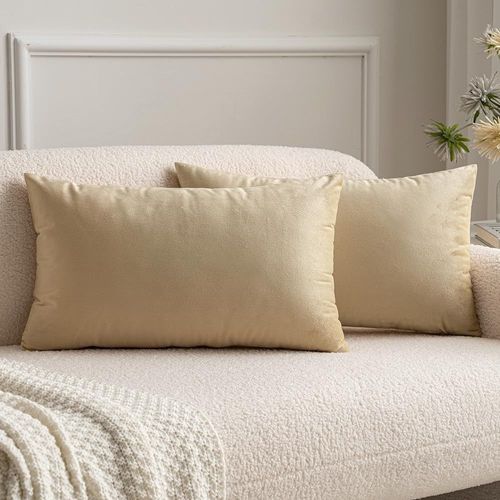 Cauc-Lot De 2 Housses De Coussins En Velours Décoratif Canapé Taie D'oreiller Super Lisse Doux Decoration Maison Salon Chambre Pour Canapé 2 Pièces 30x50cm Beige Foncé