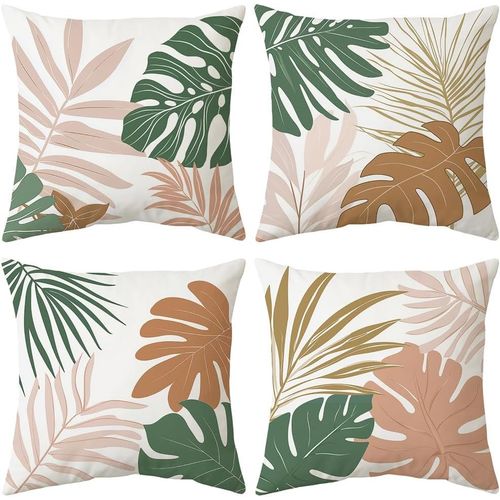 Housses De Coussin 45x45 Cm,Housses De Coussins Lot De 4 Cushion Covers En Velours Coussins Décoratifs Avec Fermeture Eclair Dissimulée Pour Chambre,Bureau,Jardin Et Salon Canapé.[T140]
