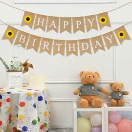 Guirlande Happy Birthday Banniere Joyeux Anniversaire Banderole Decoration en Toile de Jute pour Anniversaire, Fête, Adultes et Enfants, Hommes et Femmes