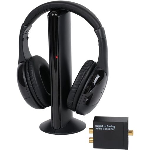 Casque TV Sans Fil Monodeal - 28h Autonomie - Portée 60m - Compatible Optique/RCA/AUX - Plug & Play