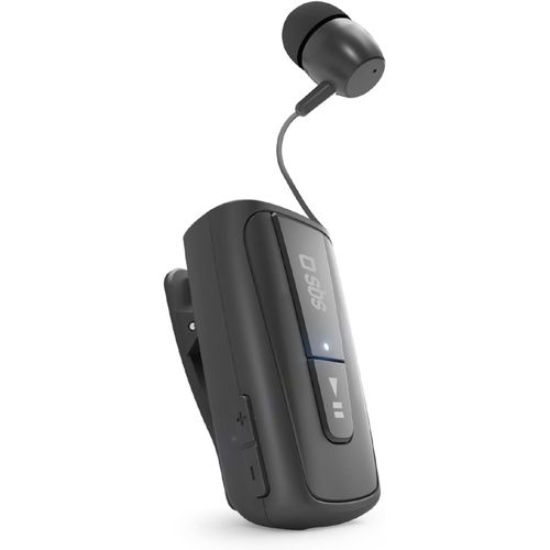 SUBZONAL-Casque Bluetooth avec Clip et Fil Enroulable, Technologie multipoint pour connecter 2 appareils simultanément, Temps d'appel jusqu'à 7 Heures, Noir