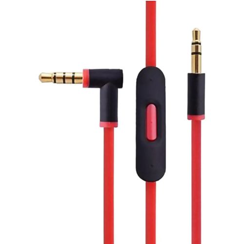 Câble de remplacement Herfair pour casque Dr. Headphones avec contrôle du volume, microphone et réponse aux appels, rouge - Prise AUX stéréo 3,5 mm