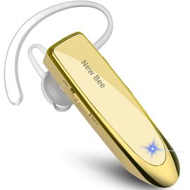 Hbgv-New Bee Oreillette Bluetooth V5.0 Main Libre Avec Technologie De Capture De Voix Claire - Kit Invisible Pour Iphone Samsung Huawei Sony, Etc - (D'or)