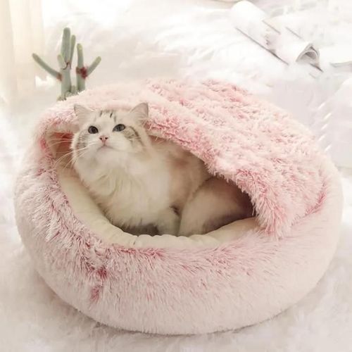 Panier Pour Chat - Non Spécifié - Modèle Rond - 40cm - Rose - Semi-Fermé