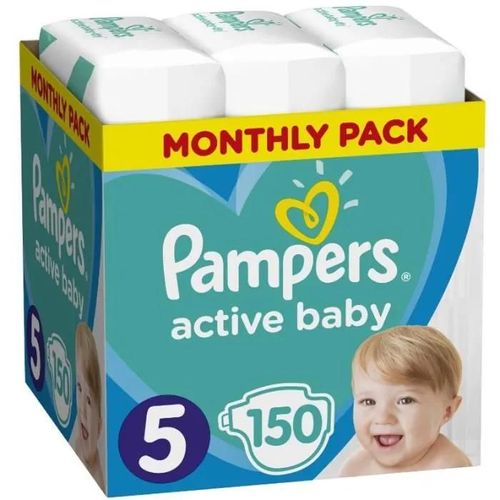 Couches Pampers - Baby-Dry - Taille 5 - 150 Couches - 1 Mois