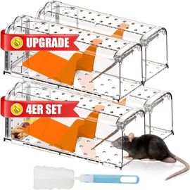 Kalanka-Piège À Souris/Piège À Rat/Piège Rat/Réutilisable/Avec Brosse De Nettoyage/Fournit L'eau Et De La Nourriture/Piege A Rat Attrape Pour L'extérieur Et L'intérieur(4er Set)