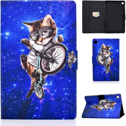 Kal-Étui Coque Pour Samsung Galaxy Tab A8 10,5 Pouces 2022 2021 Sm-X200/ X205/ X207 Housse Étui De Protection Avec Veille/Réveil Automatique Pour Samsung Galaxy Tab A8 2022/2021, Vélo Chat