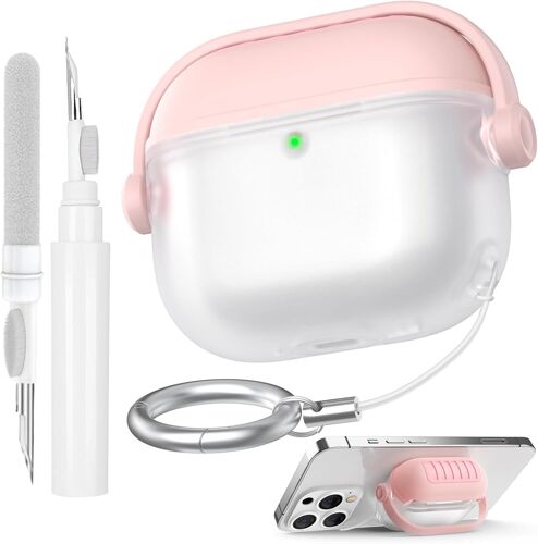 LORANKA-AhaStyle Coque AirPods 4 (2024) avec Clip de Verrouillage Sécurisé Casque D'écoute Musique Mignon Etui pour AirPods 4ème Gén avec Kit Nettoyage Housse Protection Silicone pour Apple AirPods 4