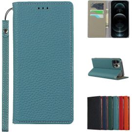 Copmob Iphone 12 Pro Max Coque,Premium Cuir Veritable Flip Portefeuille Etui En Cuir,[3 Fentes][Fermeture Magnetique][Rfid Blocker],Coque Housse Etui Pour Iphone 12 Pro Max - Bleu Ciel