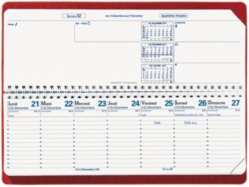 Quo Vadis - Impala - Agendascop Spiralé - Agenda Civil Semainier 30x10 Cm Noir - Année 2016