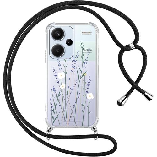 Kalanka-Coque Avec Cordon Pour Xiaomi Redmi Note 13 Pro Plus 5g 6,67"", Transparente Aesthetic Motif Fleur Étui Collier Tour De Cou Lanière Corde Lanyard Case, Silicone Tpu + Pc Antichoc Housse Cover,