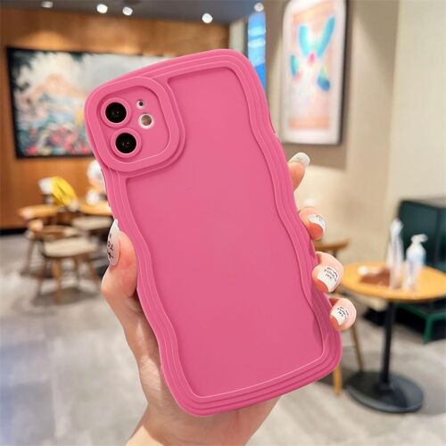 Coque Pour Iphone 11 6.1 Inch, Housse De Protection Wave Frame Etui En Ultra Léger Et Mince Antichoc Souple Tpu Bumper Cover Pour Filles Femme Full Caméra Protection - Rose Rouge