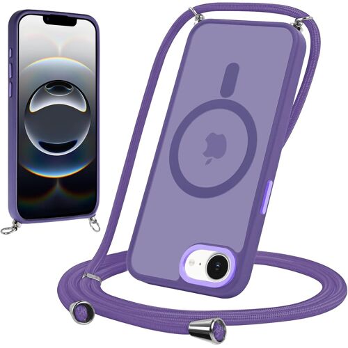 Magnétique Coque Pour Iphone 16E 6,1"" Avec Cordon, Compatible Avec Magsafe, Étui Mat Translucide Rigide Pc + Tpu Bumper Antichoc Protection Housse Avec Réglable Collier Laniere Cas[MAG6203624]