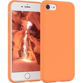 Kalanka-Premium Housse Silicone Pour Iphone Se 2022 Avec Protection Pour Appareil Photo Et Doublure Intérieure Étui En Silicone Housse De Protection Bumper Handy Case En Orange Clair