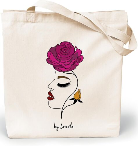 TZF-Tote Bag Femme - Sac Cabas Femme Original - Tote Bag Coton 100% Grand 35 x 42 x 8 cm - Sac Fourre Tout en Toile