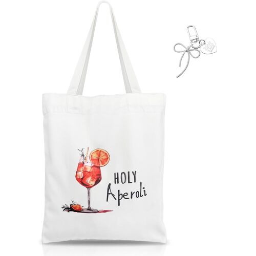 SJZG-Sac Fourre-Tout, 40 X 35 Cm Orange Aperol Spritz Sac Fourre Tote Bag Coton 100% Sacs De Courses Sacs Fourre Tout Femme En Toile, Cabas Femme Original Idée Cadeau Pour L'Été En Toute Saison