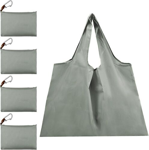 SJZG-4Pcs Sacs De Courses Pliables Sac À Provisions Pliable Sacs À Provisions Réutilisables Tote Bag Pliable Sac Shopping Léger Avec Mousqueton Sac Fourre-Tout Dans Une Pochette Attachée