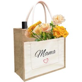 KAWOQ-Sac cadeau en toile de jute pour femme, sac en tricot carré personnalisé, crochets réutilisables pour sacs à main, plage, vacances, supermarché pour femmes, cadeaux d'anniversaire, beige