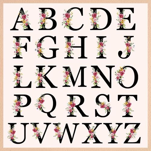 TIANYI-Sac Fourre-tout en Toile avec Initiale Fleur, Sac Tote bag en Toile Trousse de Maquillage Personnalisés Idéal pour Mariage, Anniversaire, Plage, Vacances, Cadeau Parfait pour Femmes Amis