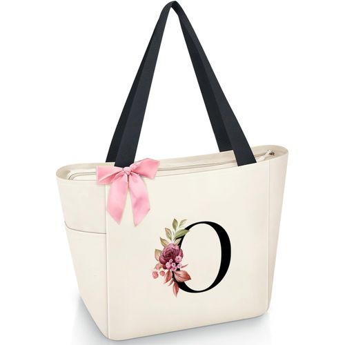KALANKA-Sac Cabas Personnalisé avec Initiale A-Z, Cadeau Imperméable pour Femmes, Demoiselles d'Honneur, Maman, Enseignantes, Amies
