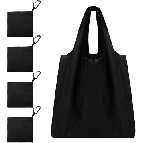 SJZG-Sac Pliable Courses Poche Grande, Sacs À Provisions Cabas Réutilisable, Sac Tote Bag Noir Shopping Pliable Pochette Tissu, Léger Sachet À Main Pour Achats Grocery Ecologique Pour Extérieur Voyag